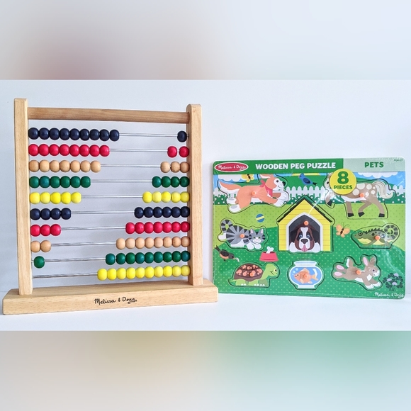 Melissa & Doug Abacus & "Pets" Wooden Peg Puzzle - Picture 13 of 13